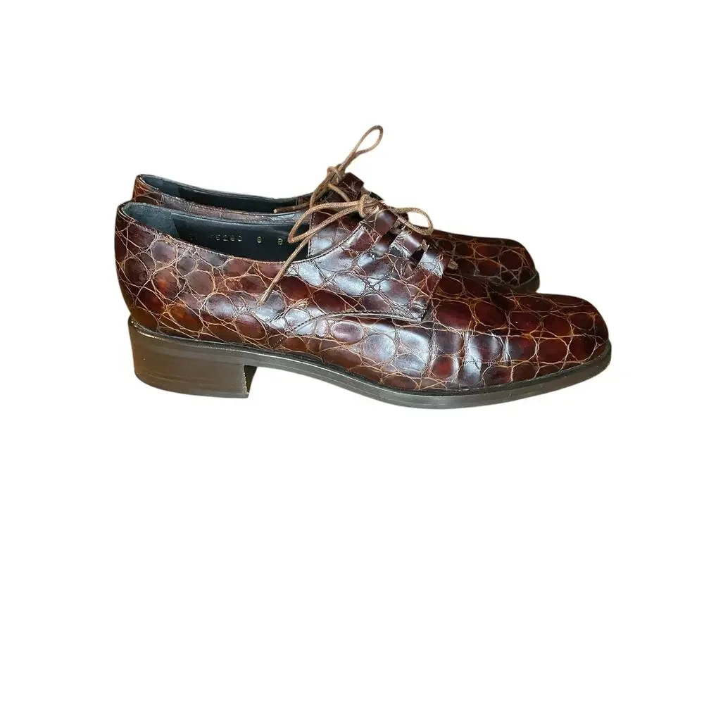 Cole Haan Alligator Burgundy Leather Oxford Dress Shoes 8 Academia Poet Classic - Picture 6 of 10